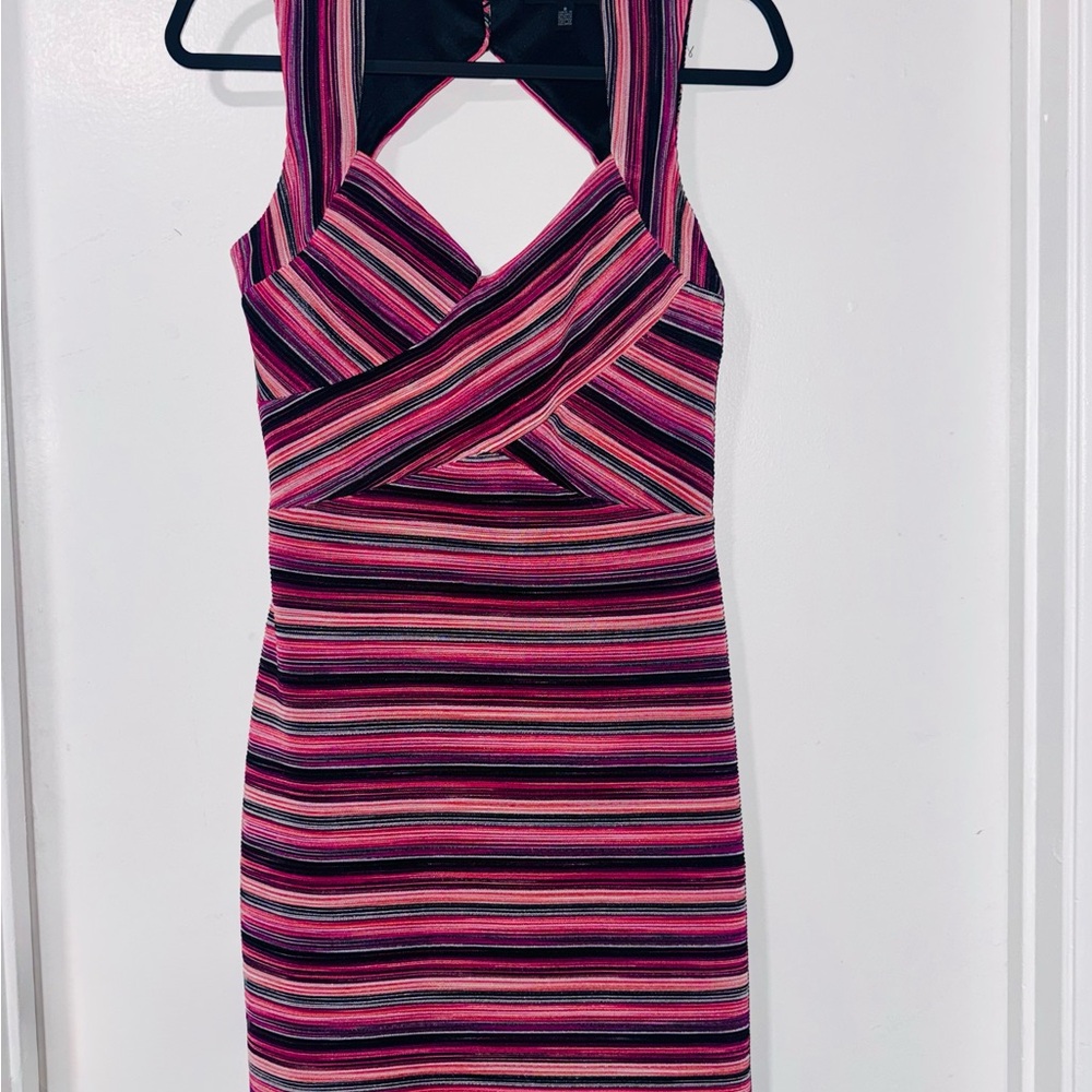 Guess Pink and Black Striped Backless Dress